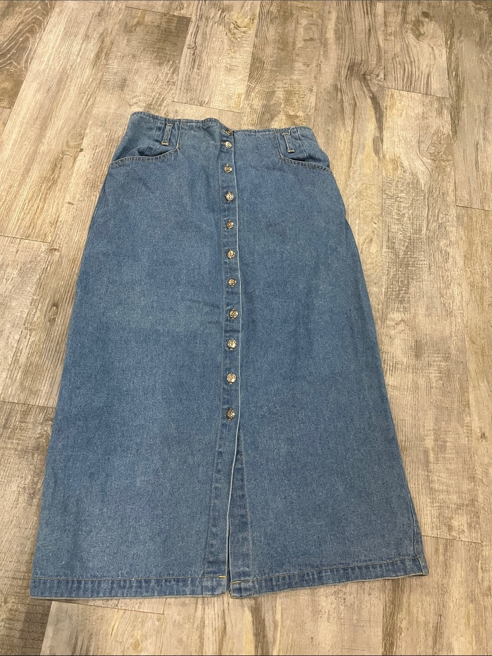 New Look skirt Classic Blue Denim Button-Front Midi Skirt 100% cotton
